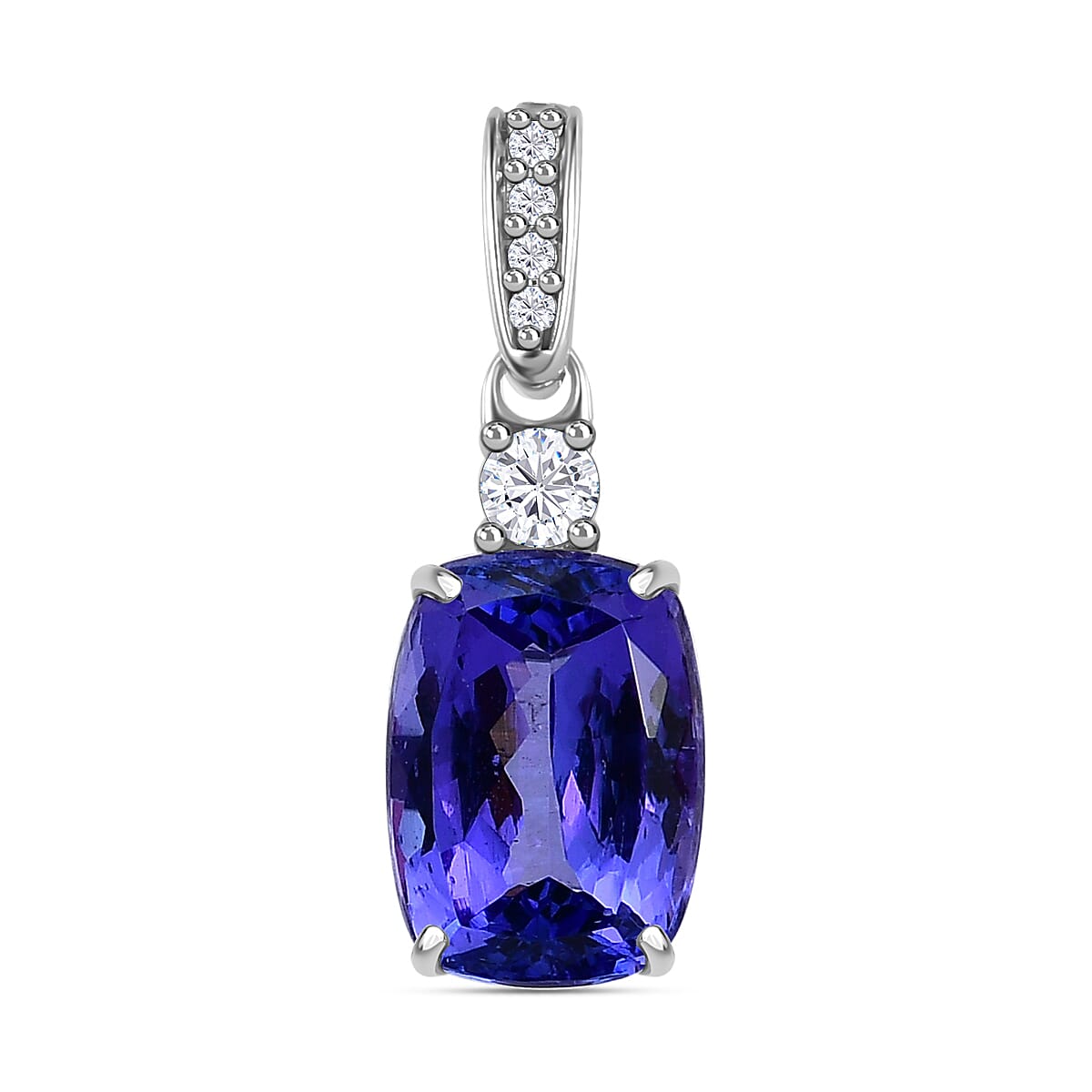 9K White Gold Tanzanite &amp; White Diamond Pendant 3.37 Ct 7660871 0