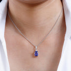 9K White Gold Tanzanite & White Diamond Pendant 3.37 Ct