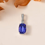 9K White Gold Tanzanite & White Diamond Pendant 3.37 Ct