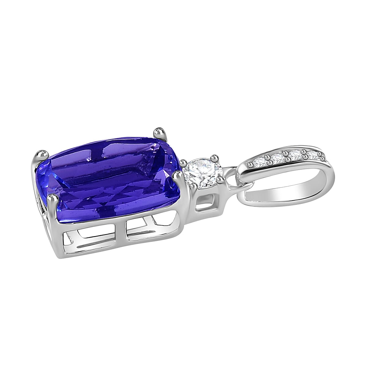 9K White Gold Tanzanite &amp; White Diamond Pendant 3.37 Ct 7660871 3
