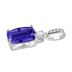 9K White Gold Tanzanite & White Diamond Pendant 3.37 Ct
