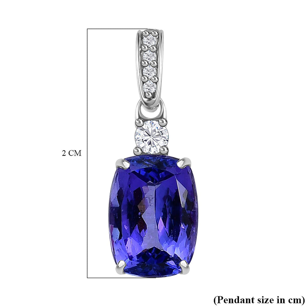 9K White Gold Tanzanite & White Diamond Pendant 3.37 Ct