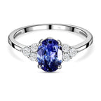 9K White Gold Tanzanite and Diamond (G-H) Ring 0.82 Ct