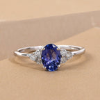 9K White Gold Tanzanite and Diamond (G-H) Ring 0.82 Ct