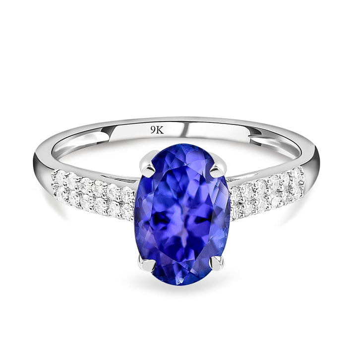 9K White Gold AA Tanzanite and Moissanite Classic Solitaire Ring 1.74 Ct 8942033 1