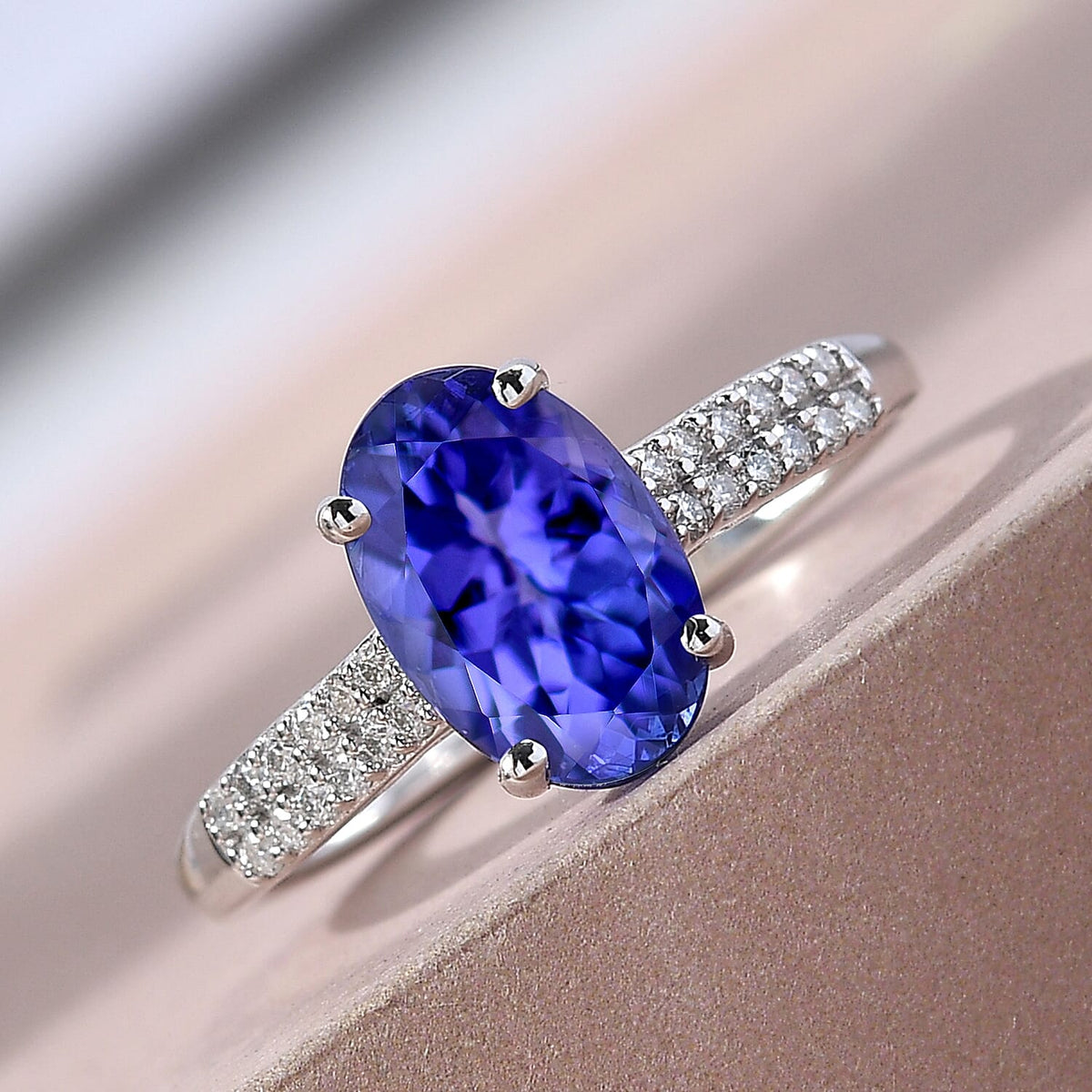 9K White Gold AA Tanzanite and Moissanite Classic Solitaire Ring 1.74 Ct 8942033 2
