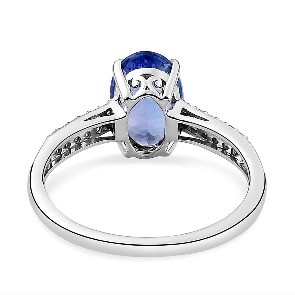 9K White Gold Tanzanite and Moissanite Ring 1.73 Ct.