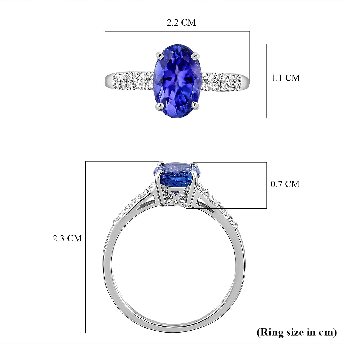 9K White Gold AA Tanzanite and Moissanite Classic Solitaire Ring 1.74 Ct 8942033 6