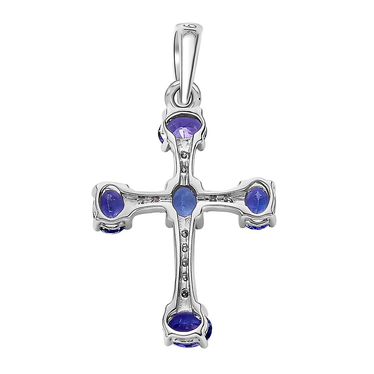 9K White Gold AA Tanzanite and Moissanite Cross Pendant 1.01 Ct 7152915 5