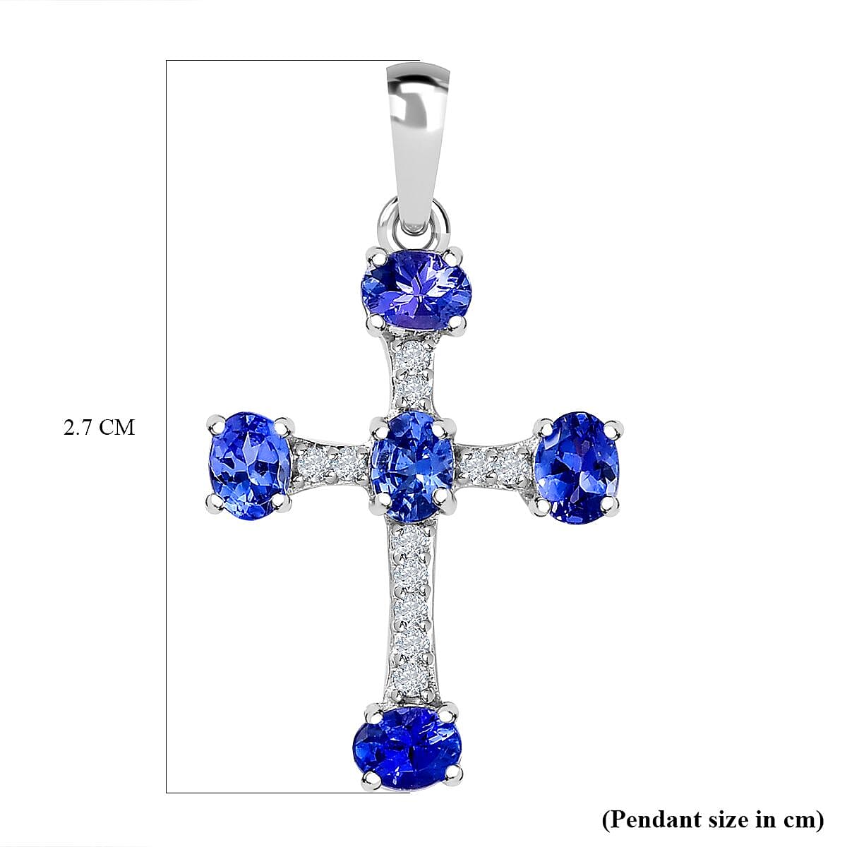 9K White Gold AA Tanzanite and Moissanite Cross Pendant 1.01 Ct 7152915 6