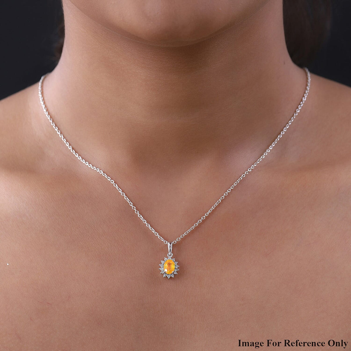 9K White Gold AA Yellow Sapphire and Diamond I3 GH Halo Pendant 1.24 Ct 7196977 2