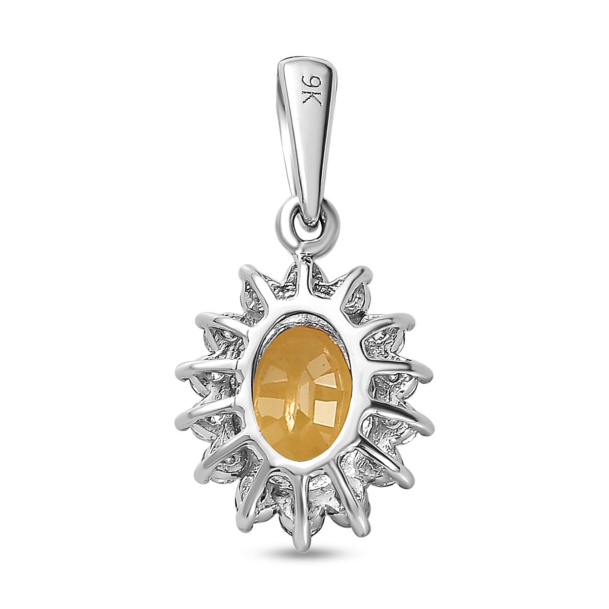9K White Gold AA Yellow Sapphire and Diamond I3 GH Halo Pendant 1.24 Ct 7196977 5