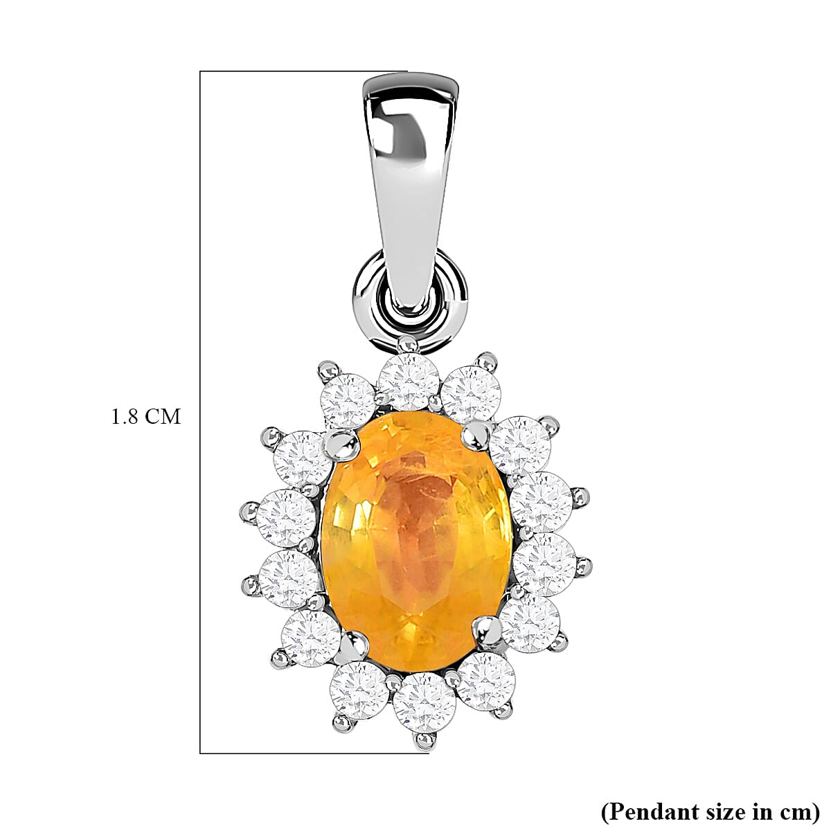 9K White Gold AA Yellow Sapphire and Diamond I3 GH Halo Pendant 1.24 Ct 7196977 6