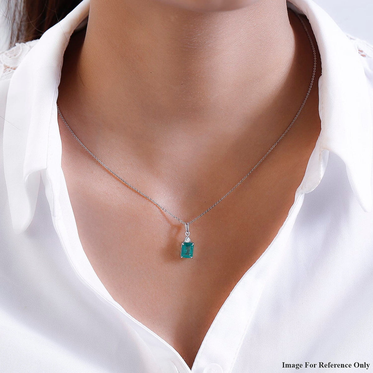 1.54 Ct AA Zambian Emerald and Moissanite Solitaire Pendant in 9K Yellow Gold 7508419 1