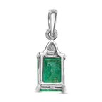 9K White Gold Zambian Emerald and Moissanite Pendant 1.54 Ct