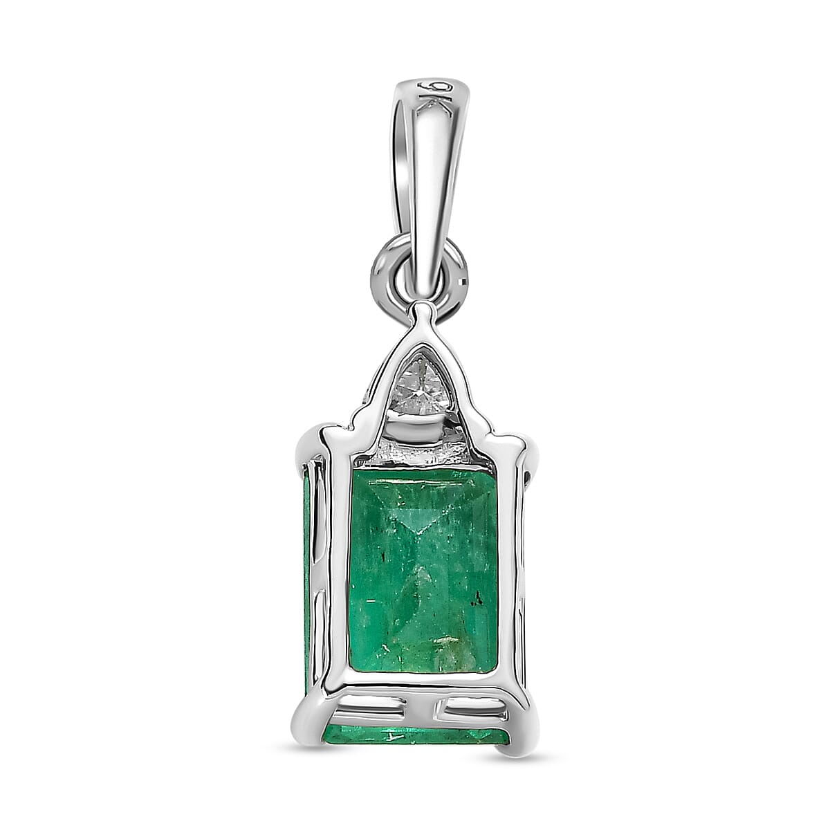 1.54 Ct AA Zambian Emerald and Moissanite Solitaire Pendant in 9K Yellow Gold 7508419 4