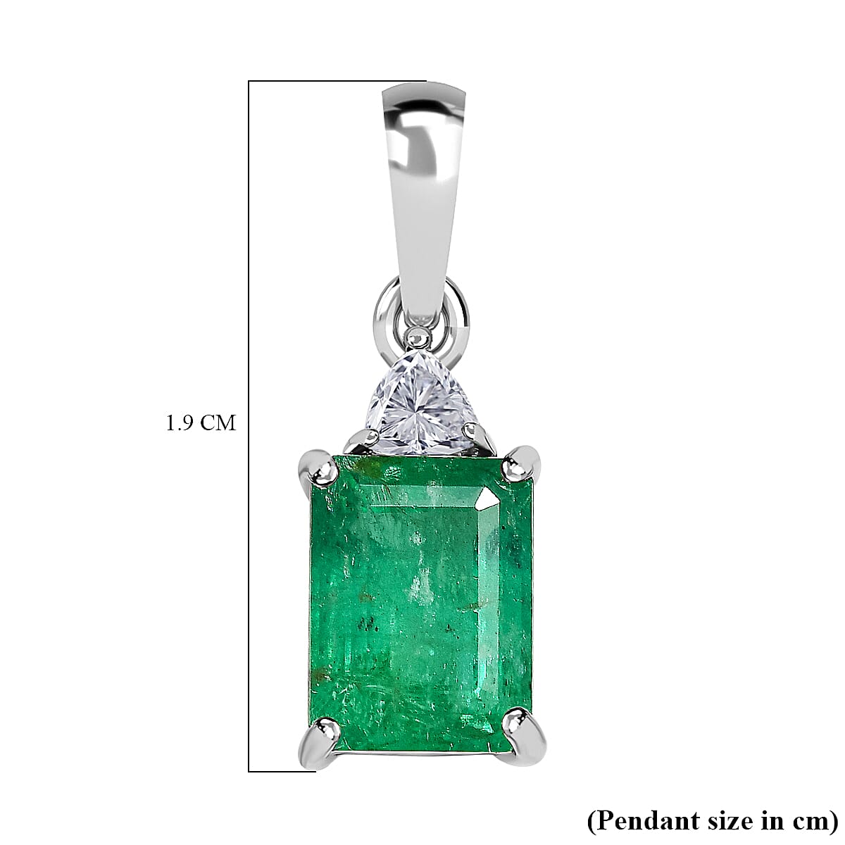 1.54 Ct AA Zambian Emerald and Moissanite Solitaire Pendant in 9K Yellow Gold 7508419 5