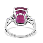 9K White Gold AAA Niassa Ruby and Moissanite Ring 8.45 Ct.