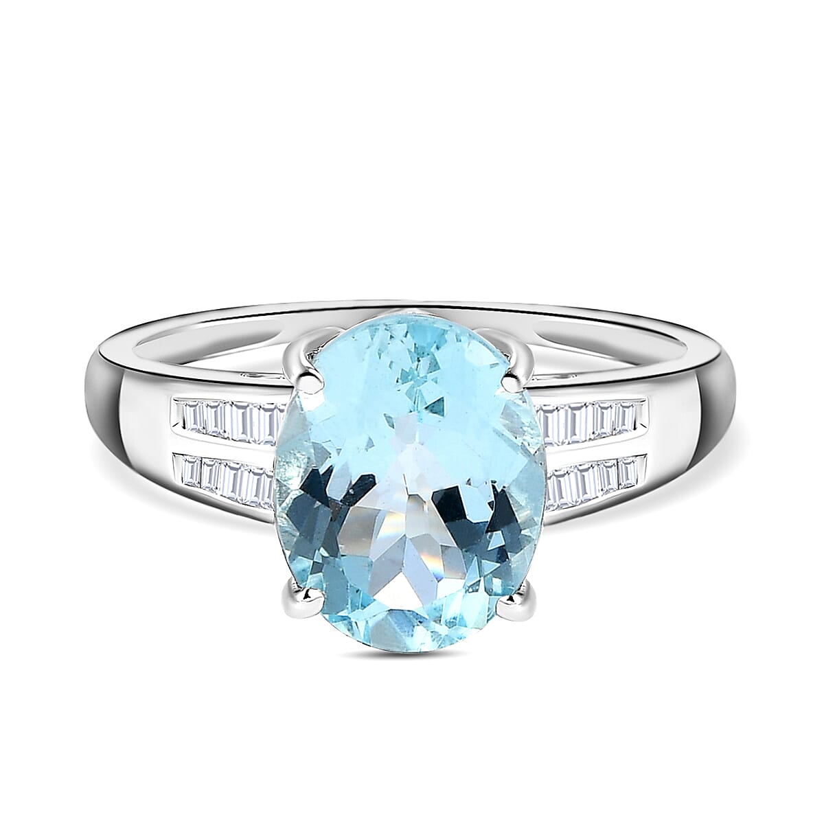 9K White Gold AAA Espirito Santo Aquamarine Ring with Diamond 2.67 Ct. 8852989 0