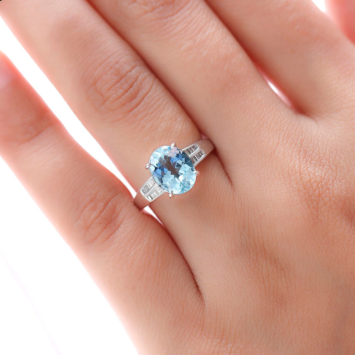 9K White Gold AAA Espirito Santo Aquamarine Ring with Diamond 2.67 Ct. 8852989 3