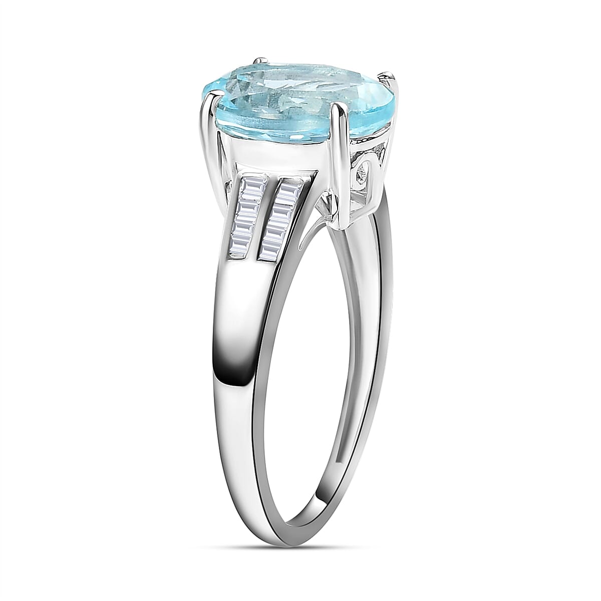 9K White Gold AAA Espirito Santo Aquamarine Ring with Diamond 2.67 Ct. 8852989 4