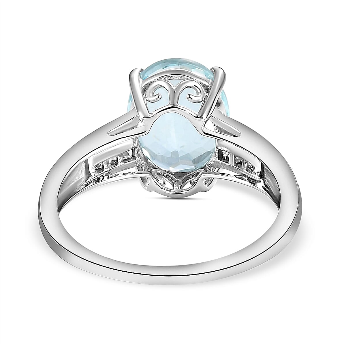 9K White Gold AAA Espirito Santo Aquamarine Ring with Diamond 2.67 Ct. 8852989 5