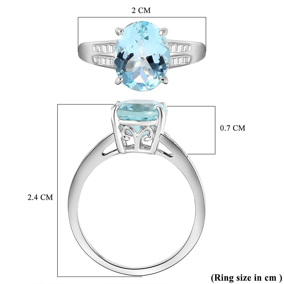 9K White Gold AAA Espirito Santo Aquamarine Ring with Diamond 2.67 Ct. 8852989 6