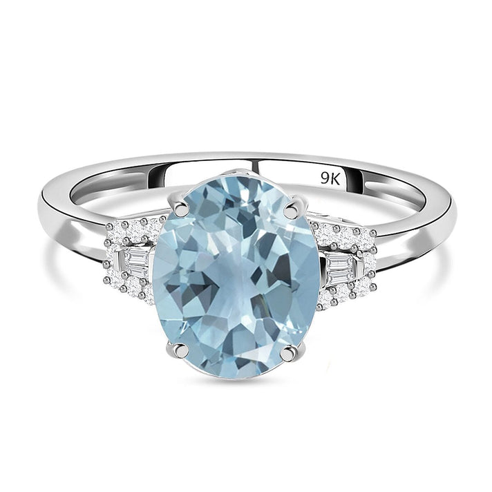 9K White Gold AAA Espirito Santo Aquamarine &amp; Diamond Ring 2.44 Ct. 7383125 1
