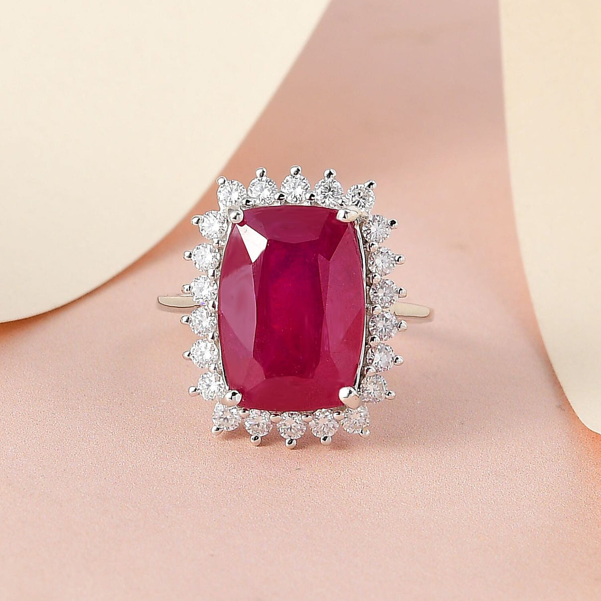 10.9 Ct. AAA African Ruby and Moissanite Halo Ring in 9K White Gold 7382500 8