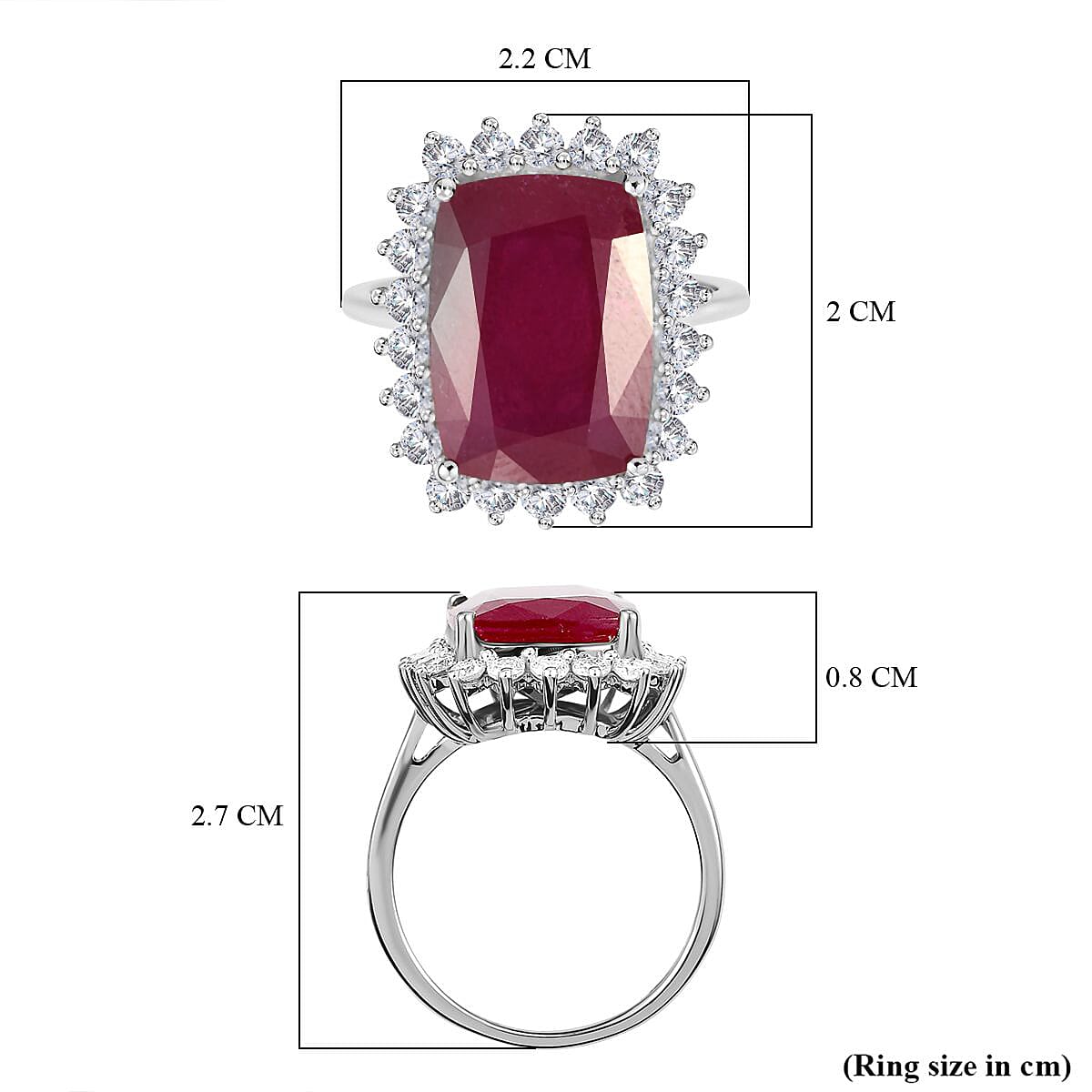 10.9 Ct. AAA African Ruby and Moissanite Halo Ring in 9K White Gold 7382500 12