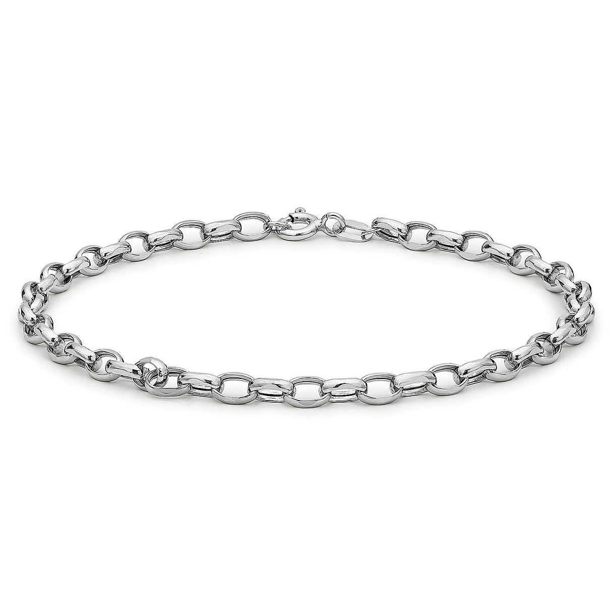 9K White Gold Hollow Oval Belcher Anklet 10 Inch 7328632 0