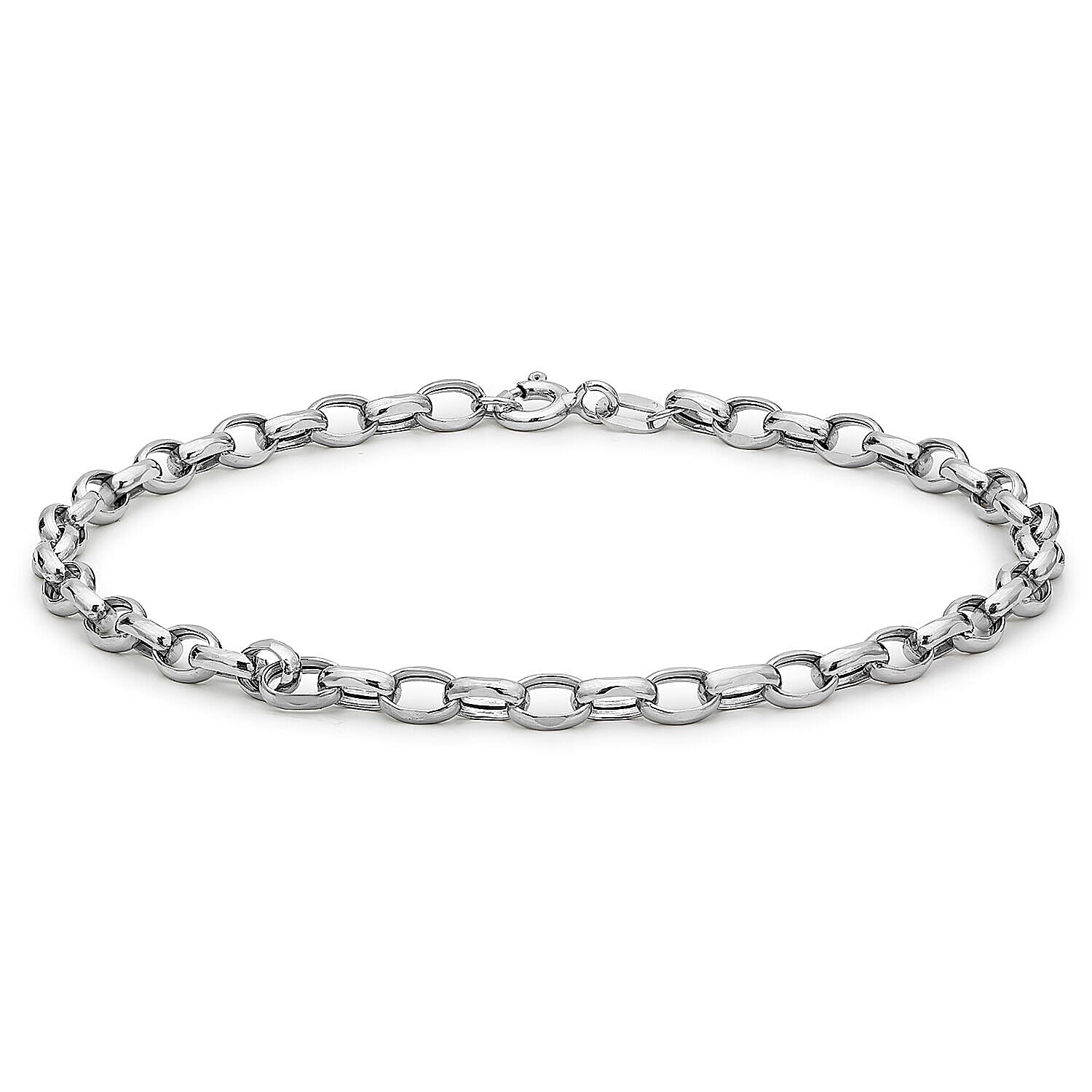 9K White Gold Hollow Oval Belcher Anklet 10 Inch 7328632 0