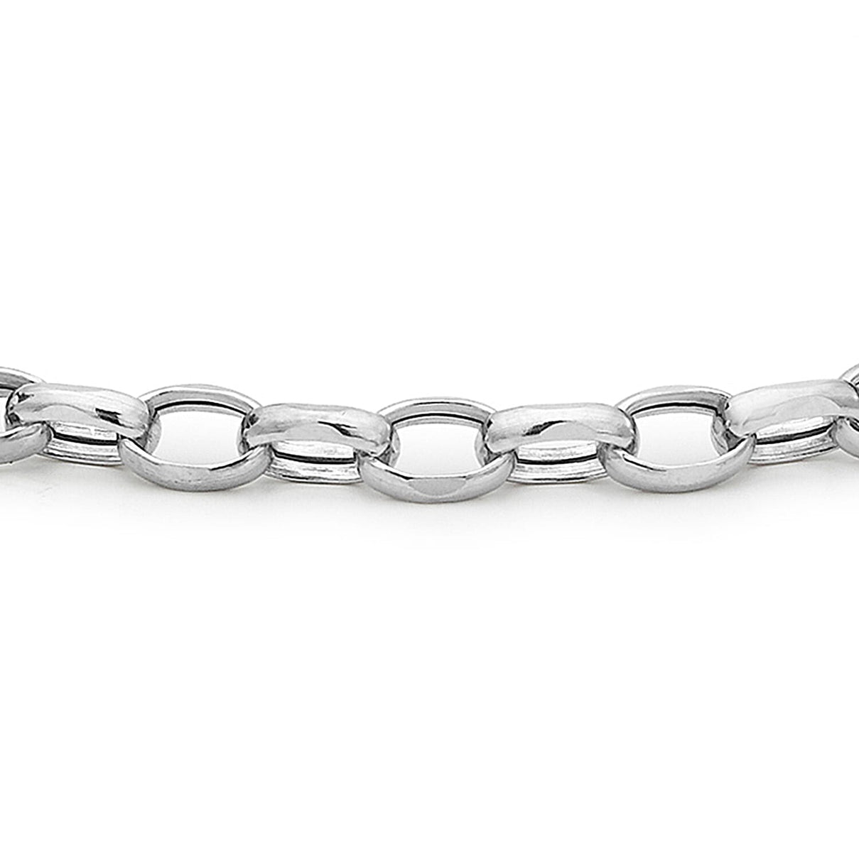 9K White Gold Hollow Oval Belcher Anklet 10 Inch 7328632 1