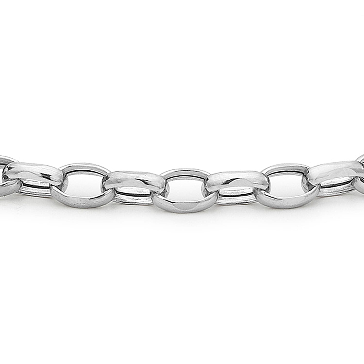 9K White Gold Hollow Oval Belcher Anklet 10 Inch 7328632 1