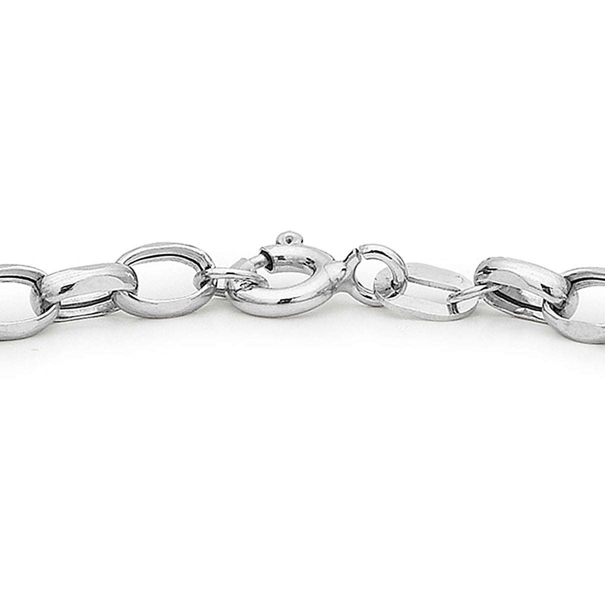 9K White Gold Hollow Oval Belcher Anklet 10 Inch 7328632 2