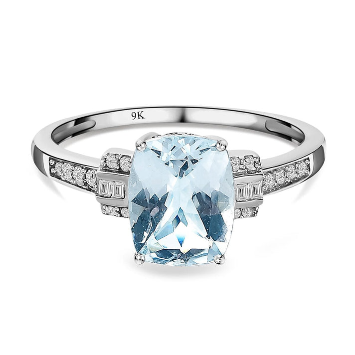 9K White Gold Aquamarine and Diamond Ring 1.83 Ct. 7258538 1