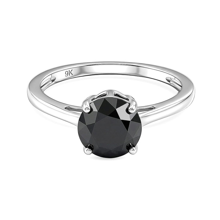 Close Out Deal  - 9K White Gold Natural Black Diamond Solitaire Ring 2.00 Ct 8542716 1