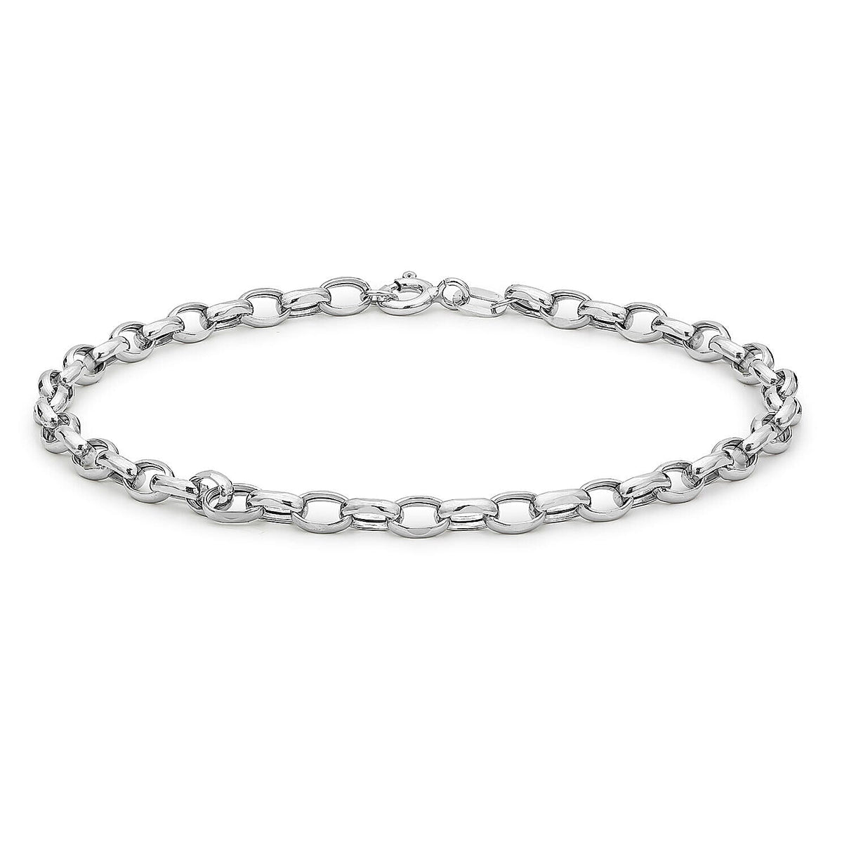 9K White Gold Hollow Oval Belcher Bracelet 7.5 Inch 7328631 0