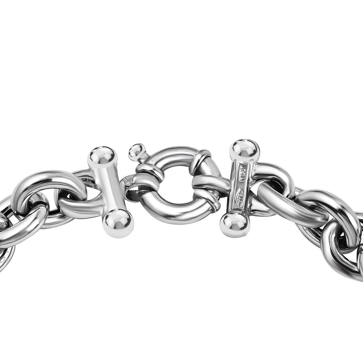 9K White Gold Round Links Belcher Chain Bracelet 7.5 Inch 7328630 2