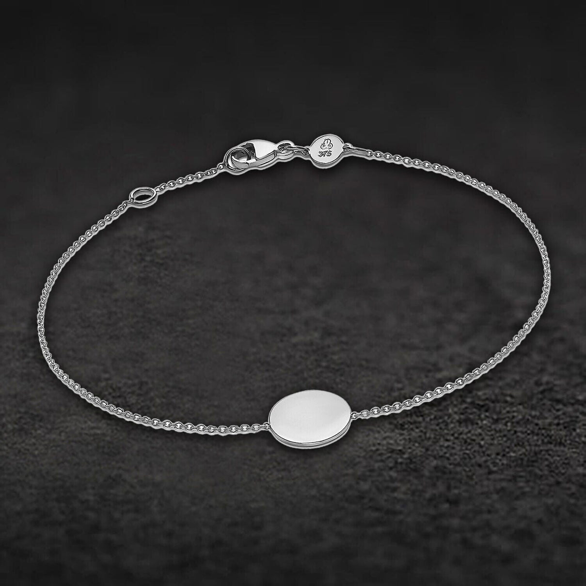 9K White Gold 10mm Disc Adjustable Bracelet 7 Inch to 7.5 Inch 7457295 1
