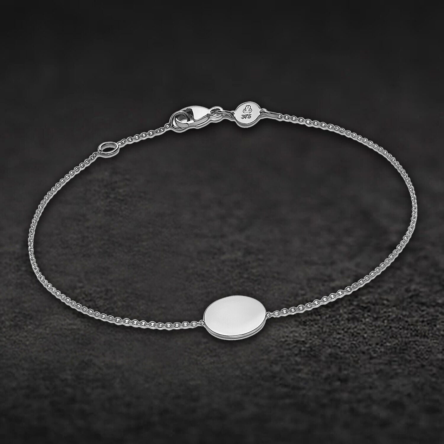 9K White Gold 10mm Disc Adjustable Bracelet 7 Inch to 7.5 Inch 7457295 1