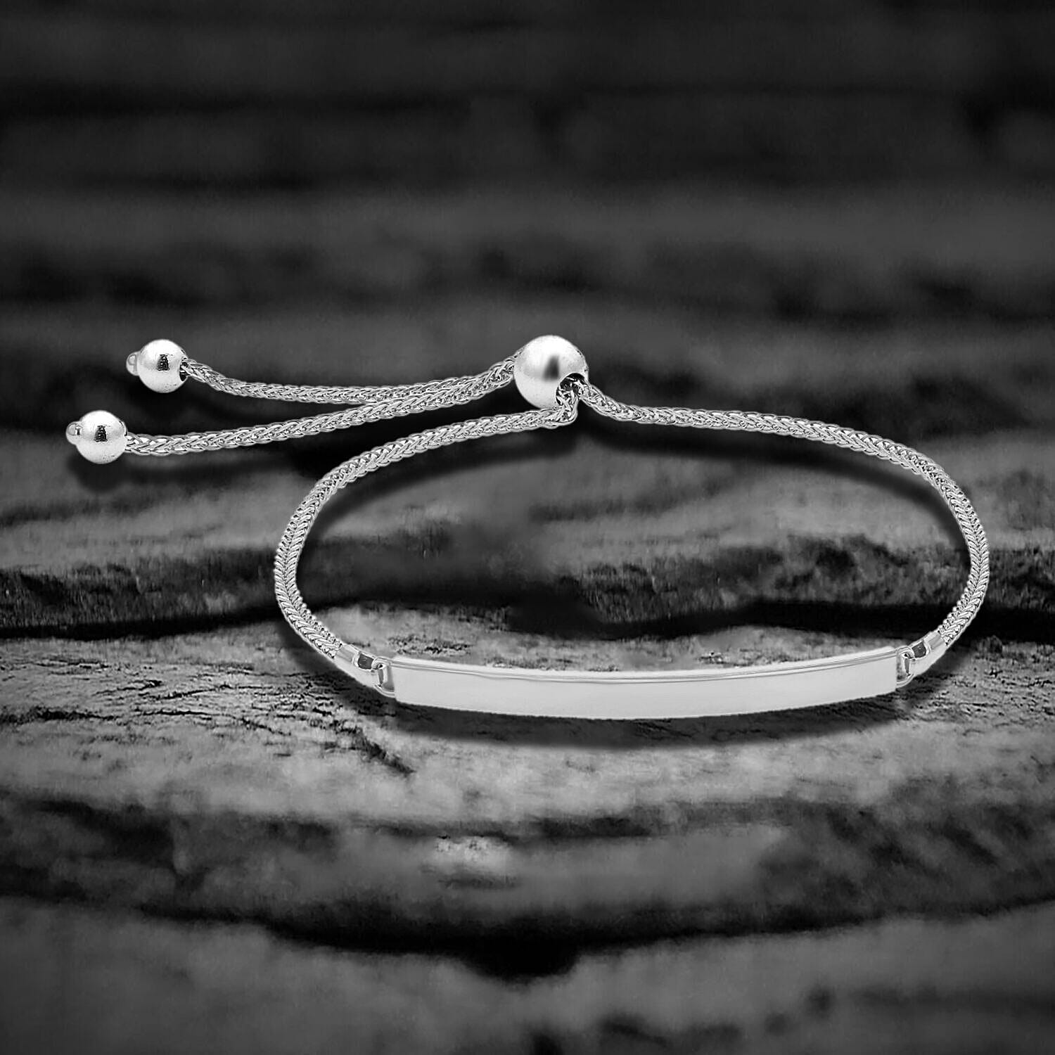 9K White Gold 3mm x 34.5mm Spiga Chain Adjustable Slider ID Bracelet 9.5 Inch 7457374 1