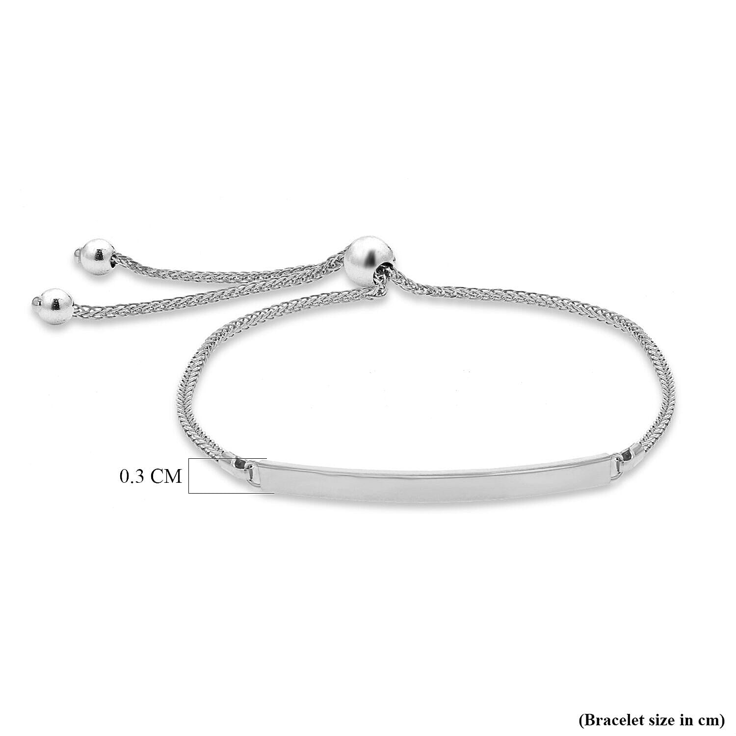 9K White Gold 3mm x 34.5mm Spiga Chain Adjustable Slider ID Bracelet 9.5 Inch 7457374 2