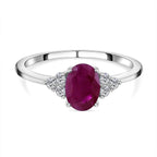 9K White Gold Ruby and Diamond (I3-G-H) Ring 1.10 Ct