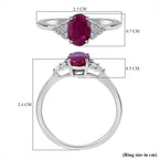 9K White Gold Ruby and Diamond (I3-G-H) Ring 1.10 Ct