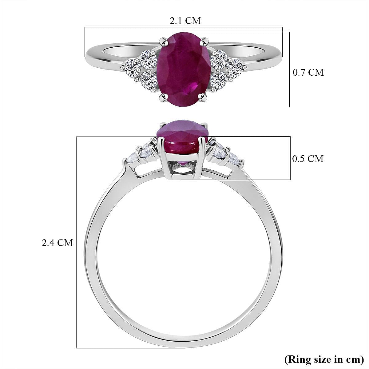 9K White Gold Ruby and Diamond (I3/G-H) Ring 1.10 Ct 7437175 11