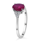 9K White Gold Ruby and Diamond (I3-G-H) Ring 1.10 Ct