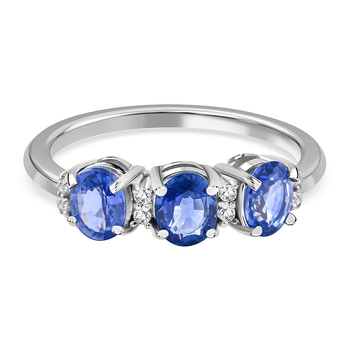 9K White Gold Ceylon Sapphire and Diamond Ring 1.23 Ct. 7257504 0