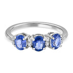 9K White Gold Ceylon Sapphire and Diamond Ring 1.23 Ct.