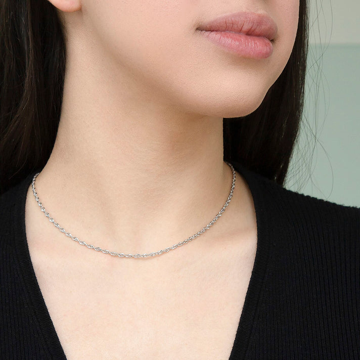 Diamond Cut Prince of Wales Chain 16 Inch in 9K White Gold 7582060 2